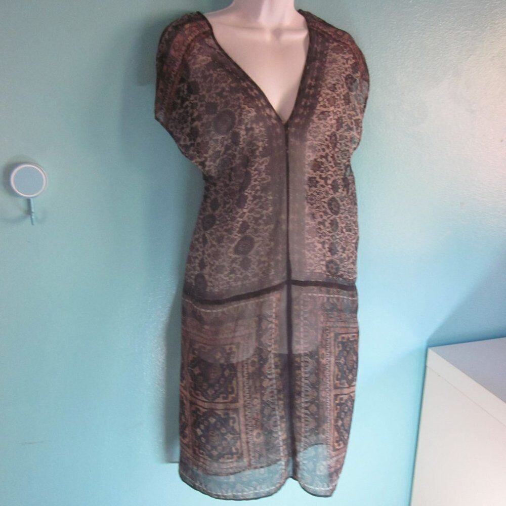 Rozae Nichols RN'ovate Sheer BOHO Sleeveless Shift Dress